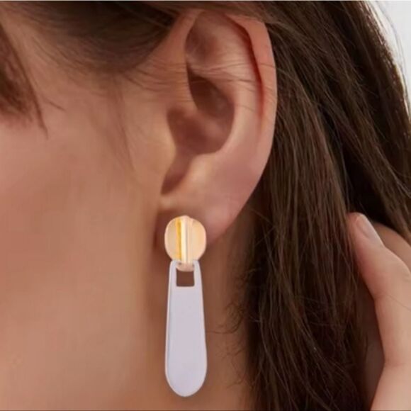 New ZARA Two tone zipper earrings silver and gold - Picture 7 of 9